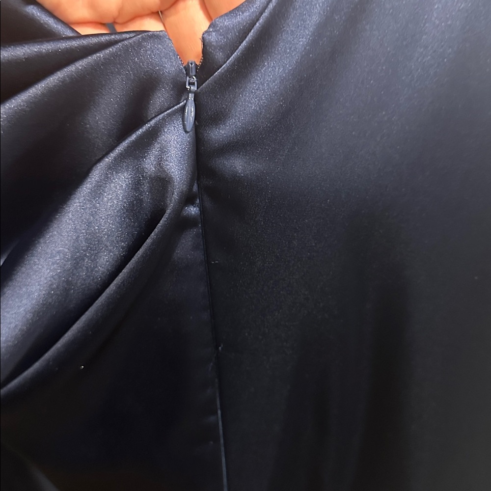 Alex Marie Brand Midnight Navy Blue One Shoulder Long Dress Size 16 - Picture 6 of 10